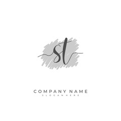 Handwritten initial letter S T ST for identity and logo. Vector logo template with handwriting and signature style.