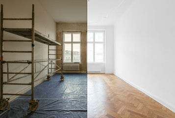 living room renovation, before and after home refurnishment - - 314856775