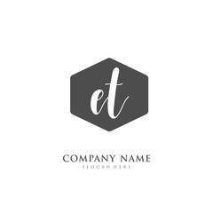 Handwritten initial letter E T ET for identity and logo. Vector logo template with handwriting and signature style.