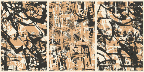 Set of Hand drawn Abstract Graffiti Background. vector illustration