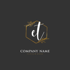 Handwritten initial letter E T ET for identity and logo. Vector logo template with handwriting and signature style.