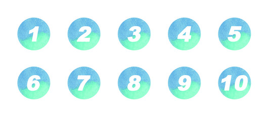 水彩テクスチャー　数字アイコン