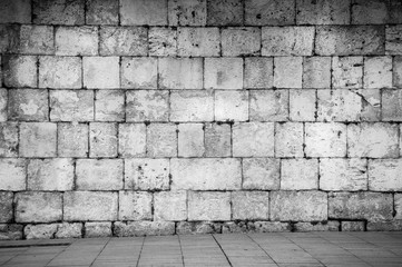 dark stone brick wall in black and white