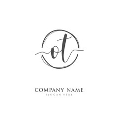 Handwritten initial letter O T OT for identity and logo. Vector logo template with handwriting and signature style.