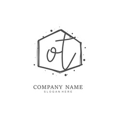 Handwritten initial letter O T OT for identity and logo. Vector logo template with handwriting and signature style.
