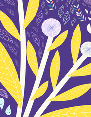 Fototapeta premium Modern abstract bright floral background with hand drawn texture.