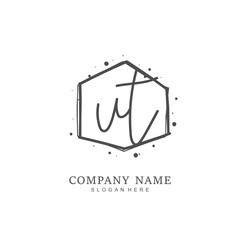 Handwritten initial letter U T UT for identity and logo. Vector logo template with handwriting and signature style.