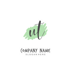 Handwritten initial letter U T UT for identity and logo. Vector logo template with handwriting and signature style.