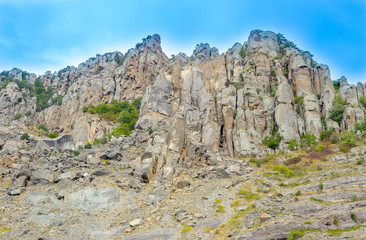 Fototapeta na wymiar Mountain landscape, Crimea, Russia. Demerdji mountain. This place is a natural tourist attraction of Crimea
