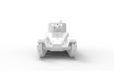 3d rendering of a white model tank isolated in white studio background