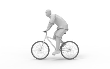 Obraz premium 3d rendering of a man on a bicycle isolated in white studio background