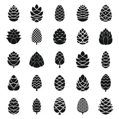 Pine cone icons set. Simple set of pine cone vector icons for web design on white background - obrazy, fototapety, plakaty