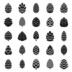 Foto auf Alu-Dibond Pine cone icons set. Simple set of pine cone vector icons for web design on white background © anatolir
