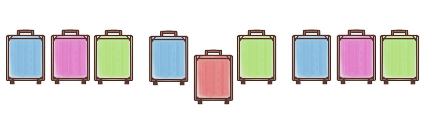 R:メルヘンなスーツケース 複数 横ライン装飾B