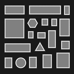 Post stamps set. Different postage symbols.