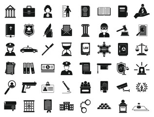 Justice icons set. Simple set of justice vector icons for web design on white background