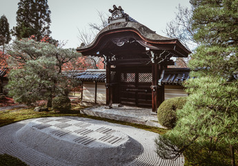 Ancient temple with autumn trees