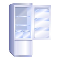Open modern fridge icon. Cartoon of open modern fridge vector icon for web design isolated on white background