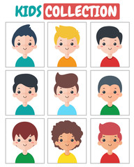 Vector boy collection. Children of different nationalities who are currently enjoying.