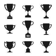 trophy cup icons set. Flat symbols collection. Design elements