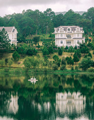 Lake scenery at sunny day in Dalat, Vietnam
