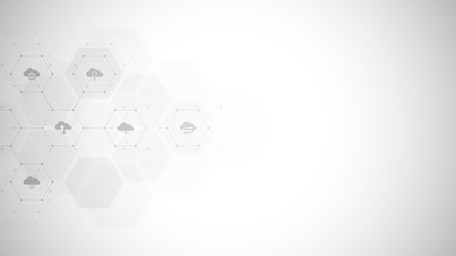 Cloud computing concept with flat icons and symbols. Innovation technology background.