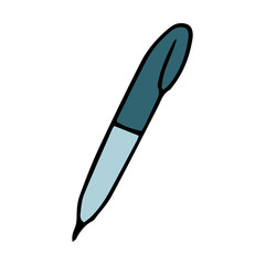 Automatic pen in doodle style. Color vector illustration. The element is drawn by hand and is isolated on a white background.stationery for writing and drawing. School supplies for pupils and students