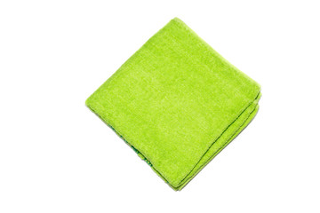 The green towel on a white background