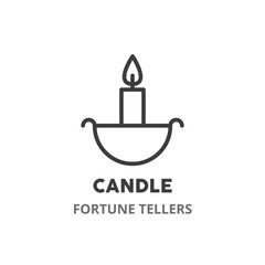 Candle  thin line icon. Concept of fortune telling. Vector illustration symbol element for web design.