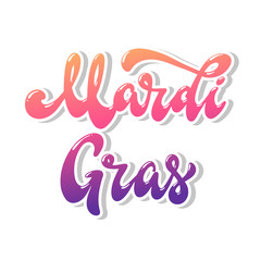 'Mardi Gras' hand lettering quote for posters, banners, prints, invitations, greeting cards, logos, stickers, etc.