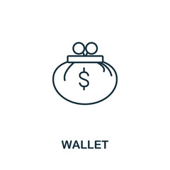 Wallet icon. Line style symbol from shopping icon collection. Wallet creative element for logo, infographic, ux and ui