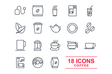 Set Coffee icon template color editable. coffee house, coffee shop element pack symbol vector sign isolated on white background illustration for graphic and web design.
