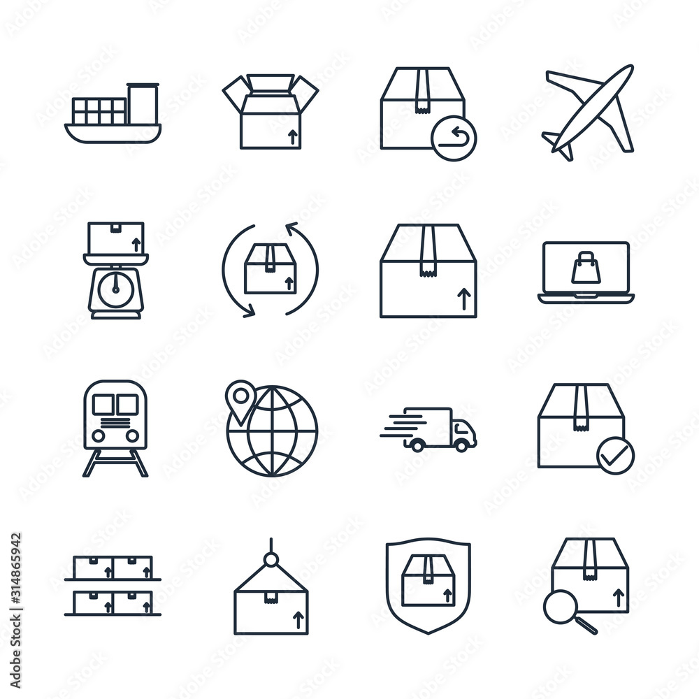 Poster set delivery, shipping icon template color editable. logistics pack symbol vector sign isolated on w