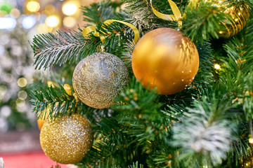 Christmas toy on the spruce in Moscow