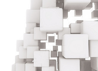 Abstract digital 3d cubes white background
