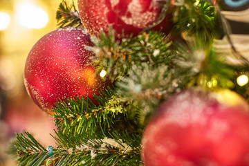 Christmas toy on the spruce in Moscow