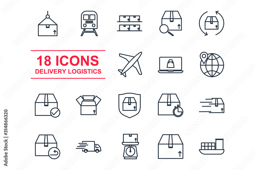 Poster set delivery, shipping icon template color editable. logistics pack symbol vector sign isolated on w