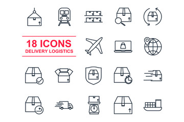 Set Delivery, shipping icon template color editable. logistics pack symbol vector sign isolated on white background illustration for graphic and web design.