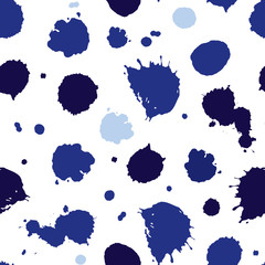 Vector artistic paint blob splatter polka dot repeat pattern. Suitable for textile, wallpaper and giftwrap.