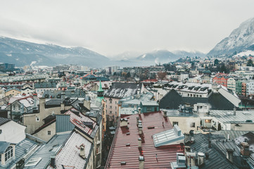 Fototapeta premium Innsbruck aerial view on the town in winter