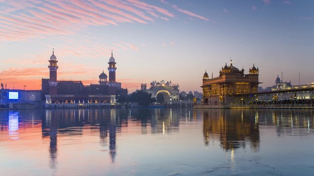 India, Punjab, Amritsar, (Golden Temple), The Harmandir Sahib, one of the most revered spiritual sites of Sikhism - time lapse