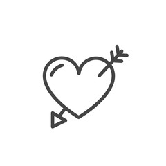 Heart with arrow icon isolated. Modern outline on white background