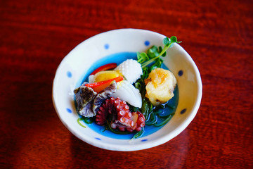 Seafood traditional Japanese cuisine