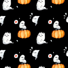 fall; halloween-ghost; spooky-ghost; watercolor set; trick or treat; design; halloween elements; watercolor halloween; set; halloween ghosts; october; illustration; mystery; spooky; horror; scary; dra