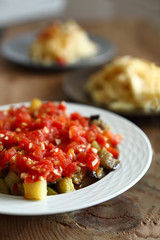 fried potato and eggplant