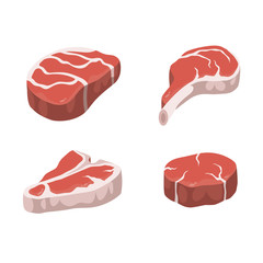 Realistic steaks. Vector. Isolated on white background.