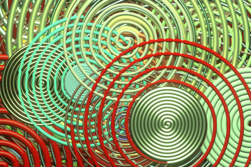 Circle lines, twirl for design texture, background. 3D render.
