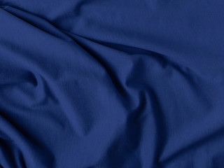 Classic blue color. pleated fabric texture. concept for home design, interior