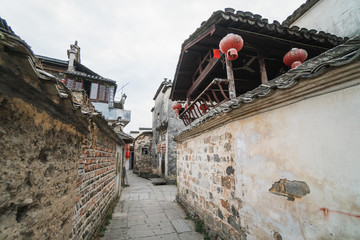 Streets of Hongcun Village, UNESCO heritage site, in Huangshan region of China