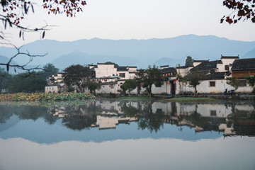 Fototapeta na wymiar Streets of Hongcun Village, UNESCO heritage site, in Huangshan region of China